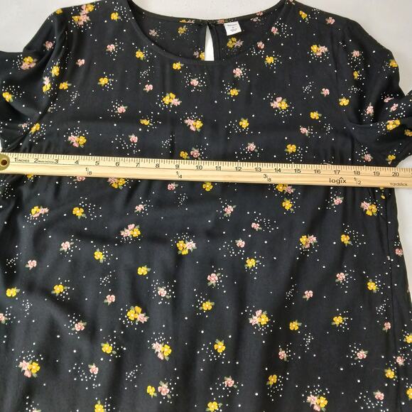 Old Navy Dress Women Medium Dark Floral Boho Cottagecore Ruffle Parisian Casual - Picture 10 of 13